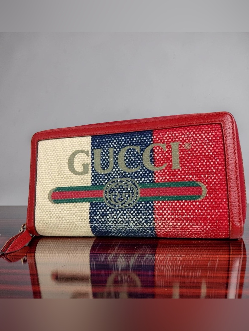 GUCCI Sylvie Stripe Signature Zip Around Wallet 😍❤️🔥 - Picture 2 of 16